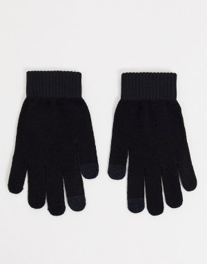 Черные вязаные перчатки Uni-Черный цвет Weekday