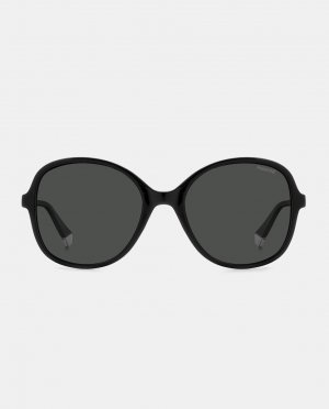 Черные женские солнцезащитные очки оверсайз с поляризационными линзами , черный Polaroid