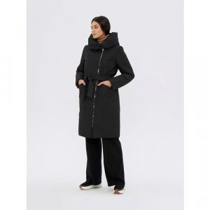 Куртка , демисезон/зима, силуэт прямой, капюшон, пояс/ремень, карманы, размер 38 DIXI COAT