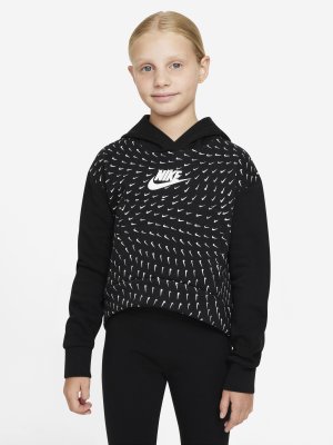 Худи для девочек Sportswear, Черный, размер 128-137 Nike. Цвет: черный