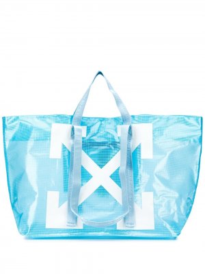 Большая сумка-тоут с логотипом Off-White. Цвет: синий
