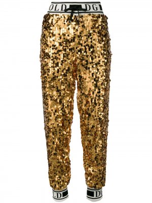 Спортивные брюки с пайетками Dolce & Gabbana. Цвет: золотистый