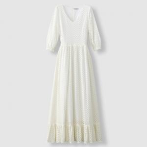 Платье длинное из кружева BRIGITTE BARDOT POUR LA REDOUTE. Цвет: белый