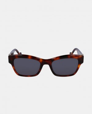 Прямоугольные женские солнцезащитные очки из темного ацетата гаваны Liu Jo, темно коричневый JO