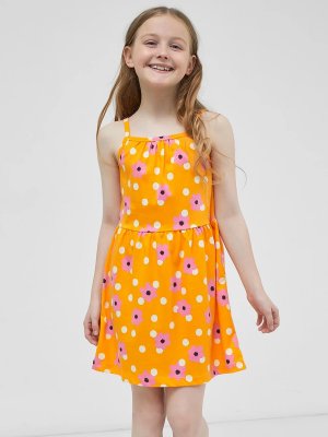 Платье на тонких бретелях для девочек Mark Formelle. Цвет: розовые цветы на оранжевом