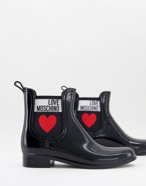 Черные резиновые сапожки -Черный цвет Love Moschino