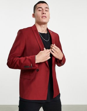 Рыжевато-коричневый двубортный пиджак -Коричневый цвет Twisted Tailor