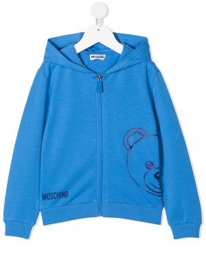 Teddy bear-print hoodie Moschino Kids. Цвет: синий