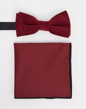 Галстук-бабочка и платок для нагрудного кармана красного цвета -Красный Only & Sons