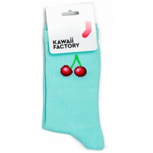 Носки с вишенками Socks, размер 35-39 Kawaii Factory. Цвет: голубой
