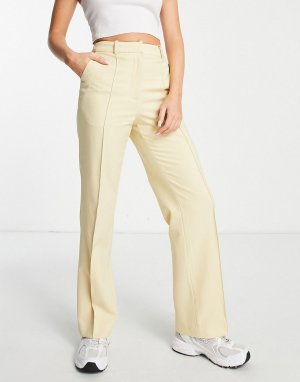 Классические брюки с широкими штанинами и завышенной талией желто-кремового цвета от комплекта -Белый Aligne
