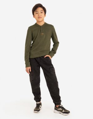 Утеплённые джинсы Jogger с карманами-карго для мальчика Gloria Jeans. Цвет: серый