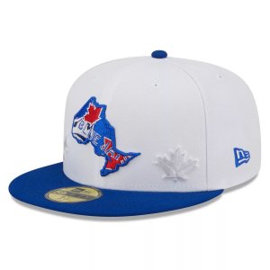 Мужская приталенная шляпа New Era White/Royal Toronto Blue Jays State 59FIFTY