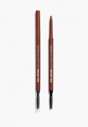 Карандаш для бровей Gosh Ultra Thin Brow Pen, 001 коричневый, 0,09 г. Цвет: коричневый