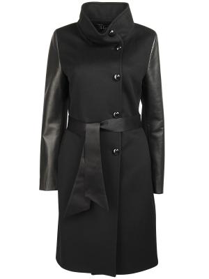 Комбинированное пальто HERESIS. Цвет: черный