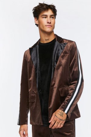 Велюровый пиджак с острыми лацканами, коричневый Forever 21