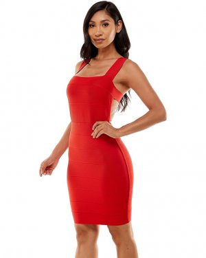 Платье Bandage X-Back Dress, красный Bebe
