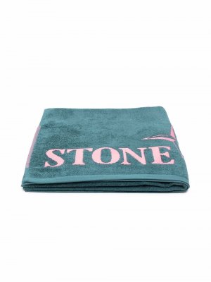 Logo-print beach towel Stone Island Junior. Цвет: зеленый