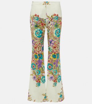 Расклешенные брюки из хлопка с цветочным принтом, мультиколор Etro
