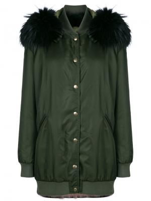 Пальто с капюшоном и съемные воротником Mr & Mrs Italy. Цвет: зелёный