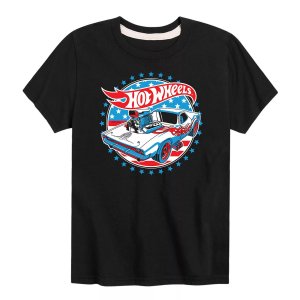 Красная, белая, синяя футболка для мальчиков 8–20 лет с рисунком , черный Hot Wheels