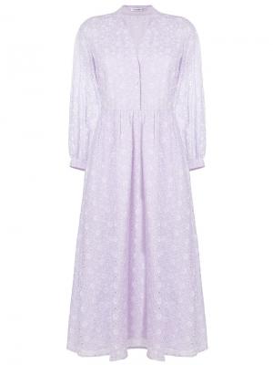 Платье-рубашка с английской вышивкой Vilshenko. Цвет: розовый