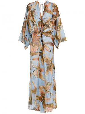 Платье макси с цветочным принтом Giuliana Romanno. Цвет: синий