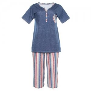 Пижама, размер 52, синий, мультиколор Натали. Цвет: синий