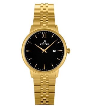 Profile Кварцевые женские часы из нержавеющей стали золотого тона с черным циферблатом 40215GPN103 Westar