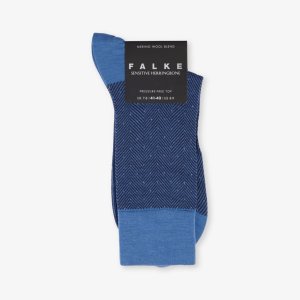 Носки из смесовой шерсти вязки елочкой , синий Falke