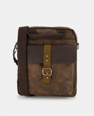 Коричневая сумка через плечо, трансформируемая в рюкзак, с внешними карманами, коричневый Stamp