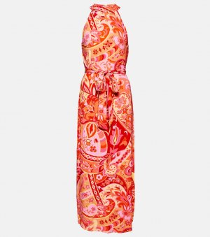 Платье миди из крепдешина с принтом Celeste RIXO, разноцветный Rixo