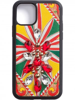 Чехол для iPhone с кристаллами Dolce & Gabbana. Цвет: желтый