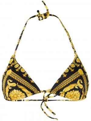 Лиф бикини с принтом Baroque Versace. Цвет: желтый