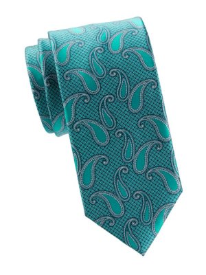 Шелковый галстук с пейсли , синий Brioni