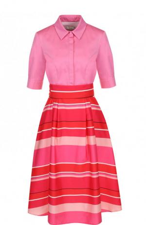 Хлопковое платье-рубашка с принтованной юбкой Weill. Цвет: розовый