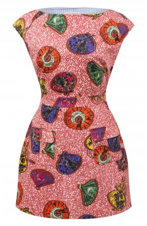 Приталенное мини-платье из хлопка с принтом Stella Jean. Цвет: разноцветный