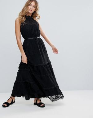 Кружевное платье с завязками Lucienne Deby Debo. Цвет: черный