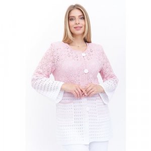 Пиджак , размер 48, розовый, белый Текстильная Мануфактура. Цвет: розовый/белый