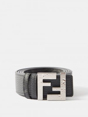 Потертый кожаный ремень с логотипом ff , черный Fendi