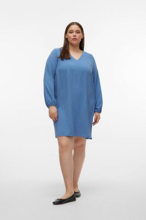 Короткое платье Curve с длинными рукавами Vero Moda Curve, синий