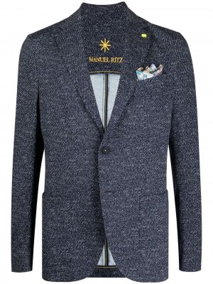 Однобортный пиджак из джерси Manuel Ritz. Цвет: синий