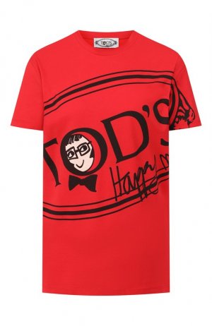 Хлопковая футболка Tods x Alber Elbaz Tod's. Цвет: красный