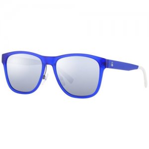 Солнцезащитные очки UNITED COLORS OF BENETTON, вайфареры, оправа: пластик, ударопрочные, с защитой от УФ, зеркальные, синий Benetton. Цвет: синий