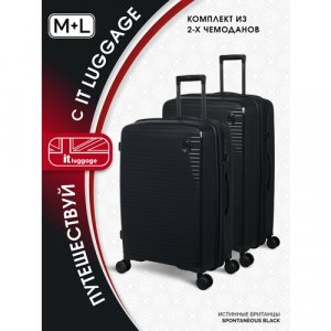 Комплект чемоданов , 2 шт., 161 л, размер M+, черный IT Luggage. Цвет: черный