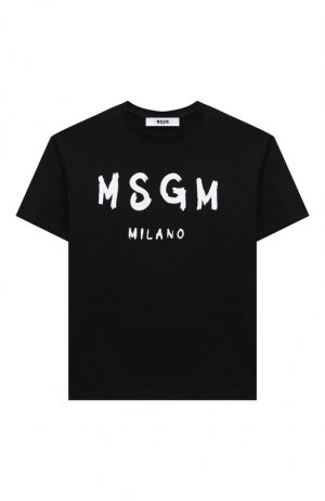 Хлопковая футболка MSGM kids. Цвет: чёрный