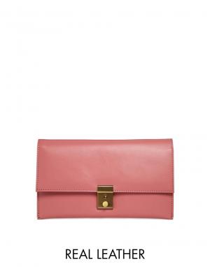 Кожаная сумка (дорожный кошелек) ASOS. Цвет: розовый