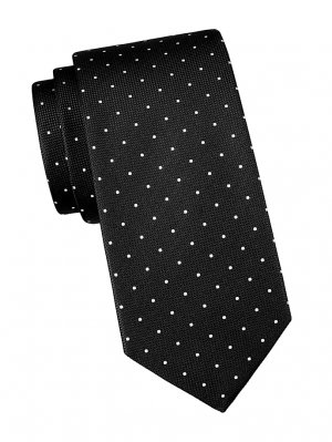 Шелковый галстук в горошек , черный Eton