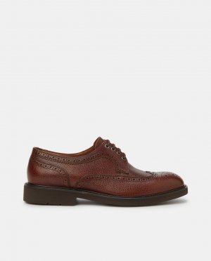Мужские коричневые туфли на шнуровке из кожи с гравировкой, веганский верх и рубленые детали , коричневый Lottusse