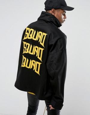 Черная куртка с воротником-труба и принтом на спине Visionair Vision Air. Цвет: черный